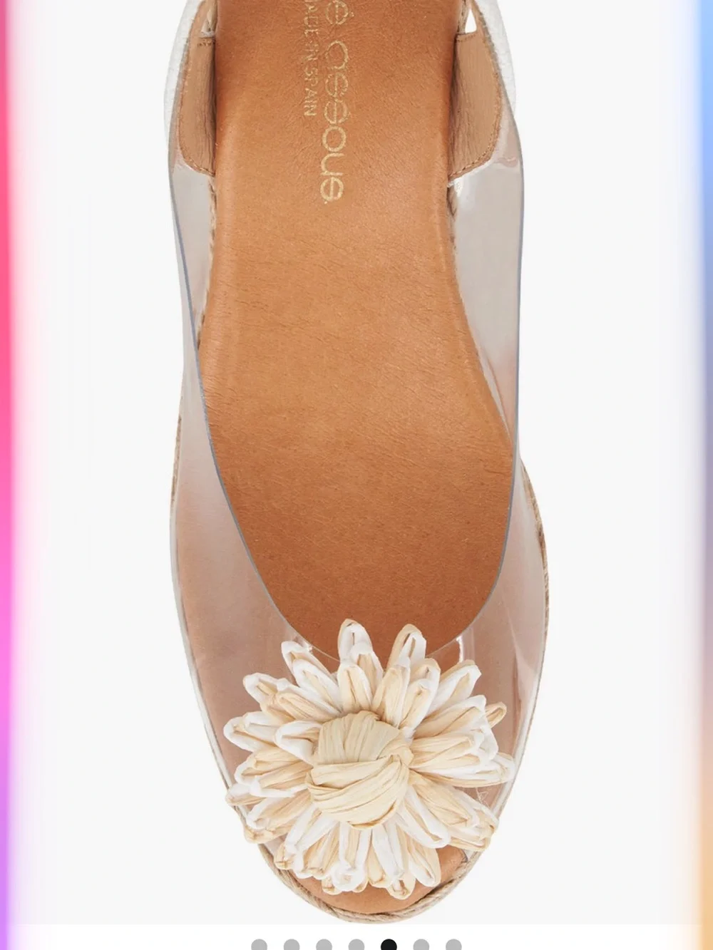Andre Assous Clear Slingback Wedges with White Floral Accent